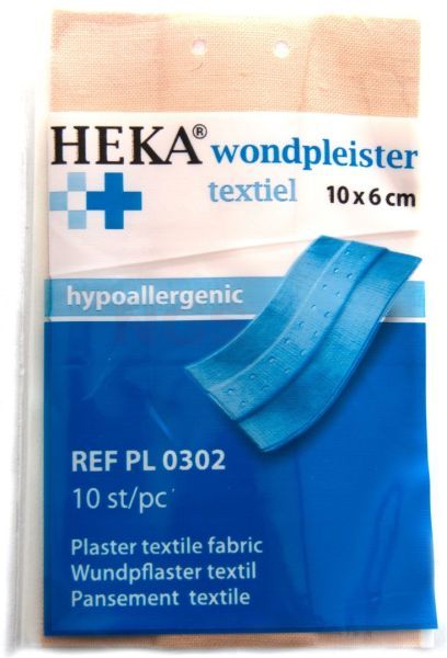 Hekaplast wondpleister textiel strips 10 cm x 6 cm à 10 stuks